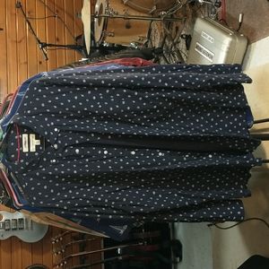 Leaf Patterned Navy Button Down XXXL Tall